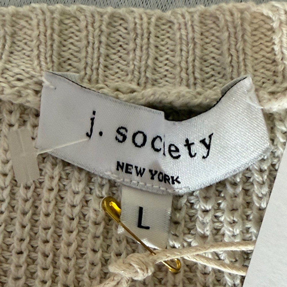 J. Society New York Striped Cotton Crewneck Sweater Yellow Oat 2331 Womens Large - Picture 6 of 9
